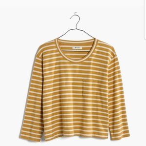 Madewell Linden yellow striped cropped tee